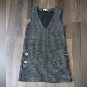 Wool blend V Neck Mini Dress Academia Collegiate Fall Pockets Size Small